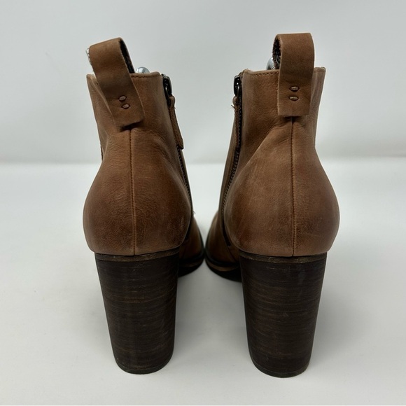 Nordstrom BP Tan Light Brown Leather Stacked Heel Ankle Boots Size 10 Comfort - Picture 10 of 14